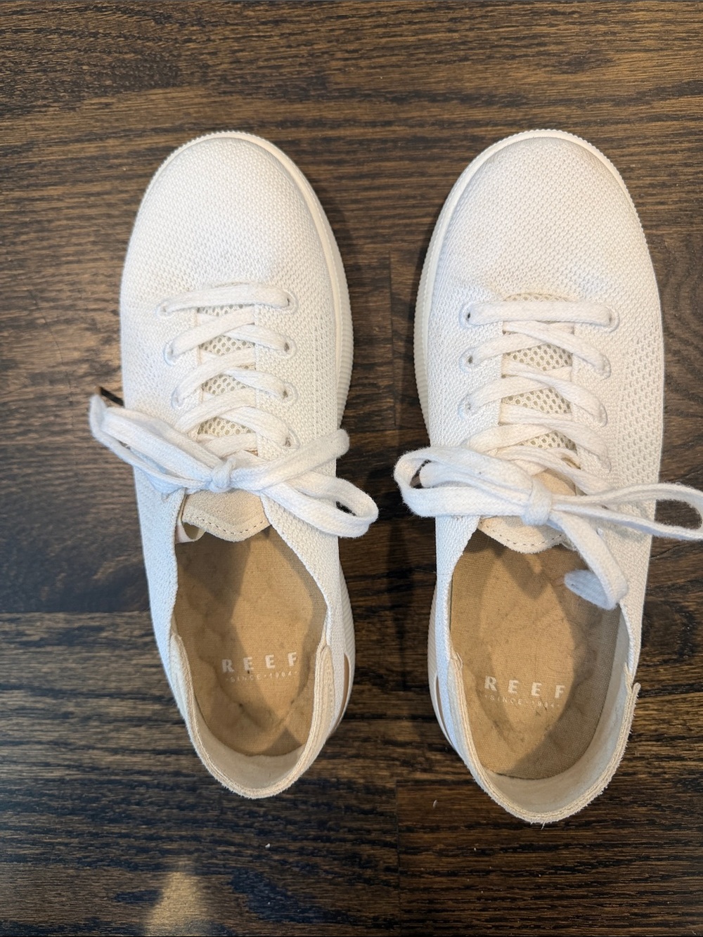 Reef Women's White Knit Lace-Up Low-Top Sneakers